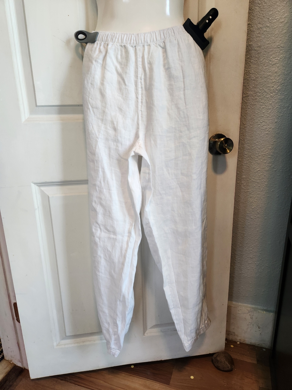 Joie White Linen Elastic-Waist Chinos